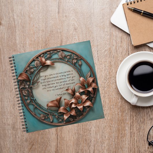 Kupfer-Rundflora verbringen Zeit mit Gott Journal Notizblock