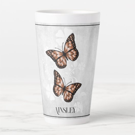 Kupfer Schmetterling Personalisiert Latte Tasse (Vorderseite)