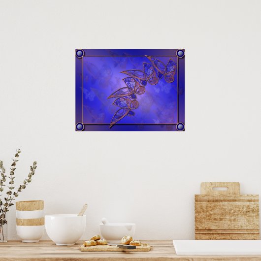 Kupfer-Schmetterlinge drucken Poster (Küche)