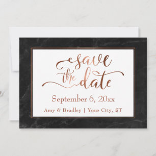 Kupfer Schrift & Schwarze Marmor Hochzeit Save the Date