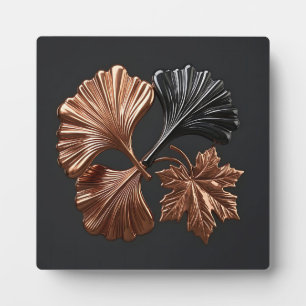 Kupfer-Schwarz-Ginkgo-Ahorn-Metallische Blätter Fotoplatte