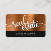 Kupfer Schwarz Real Anwesen Agent Foto QR Code Fet Visitenkarte (Vorderseite)