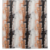 Kupfer, Schwarz und Weiß, Abstrakte Tropffarbe Duschvorhang (Vorderseite)