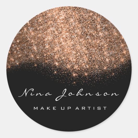 Kupfer Schwarz-weißer Glitzer Makeup Artist Beauty Runder Aufkleber (Vorderseite)