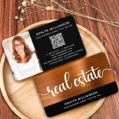 Kupfer Schwarzes Foto Real Anwesen Agent QR Code F Visitenkarte