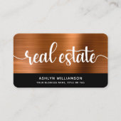 Kupfer Schwarzes Foto Real Anwesen Agent QR Code F Visitenkarte (Vorderseite)