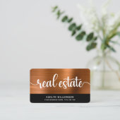 Kupfer Schwarzes Foto Real Anwesen Agent QR Code F Visitenkarte (Stehend Vorderseite)