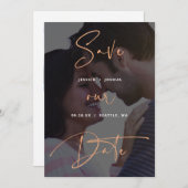 Kupfer Script Vellum Look Foto Save the Date Einladung (Vorne/Hinten)