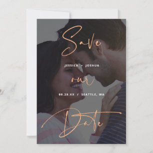 Kupfer Script Vellum Look Foto Save the Date Einladung