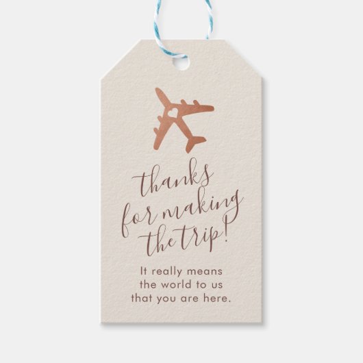 Kupfer Sepia Romantic Airplane Travour Geschenkanhänger (Vorderseite)