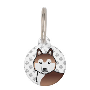 Kupfer Siberischer Husky Cartoon Kopf Pet ID Tag Haustiermarke