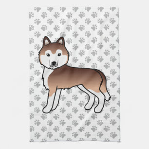 Kupfer Siberischer Husky Niedlicher Cartoon Dog Geschirrtuch