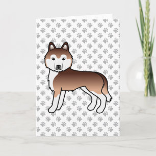Kupfer Siberischer Husky Niedlicher Cartoon Dog Karte