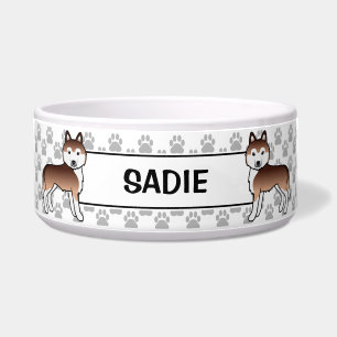 Kupfer Sibirische Husky Cartoon Hunde mit Hausname Napf