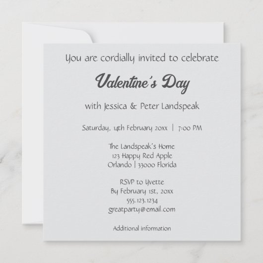 Kupfer Silber Foil Gold Glitzer Red Moon Valentine Einladung (Rückseite)