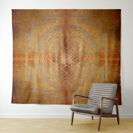 Kupfer Sri Yantra - Tapestry Wandteppich (Beispiel (Horizontal))