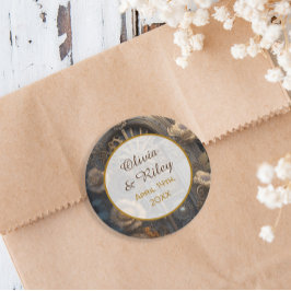 Kupfer Steampunk Einzigartige Hochzeit Runder Aufkleber