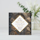 Kupfer Steampunk Einzigartige Hochzeit Sichern Sie Einladung (Stehend Vorderseite)