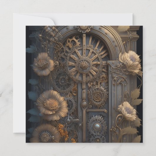 Kupfer Steampunk Einzigartige Hochzeit Sichern Sie Einladung (Rückseite)