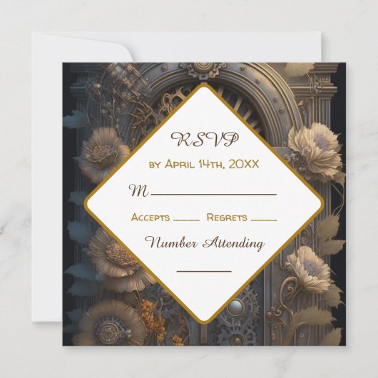 Kupfer Steampunk Einzigartiges Hochzeitsszenario Einladung (Vorderseite)
