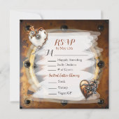 Kupfer Steampunk Personalisiert Wedding RSVP Save The Date (Rückseite)