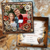 Kupfer Steampunk Personalisiert Wedding RSVP Save The Date