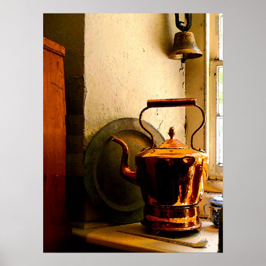 Kupfer Tea Kettle auf Windows Poster (Vorne)