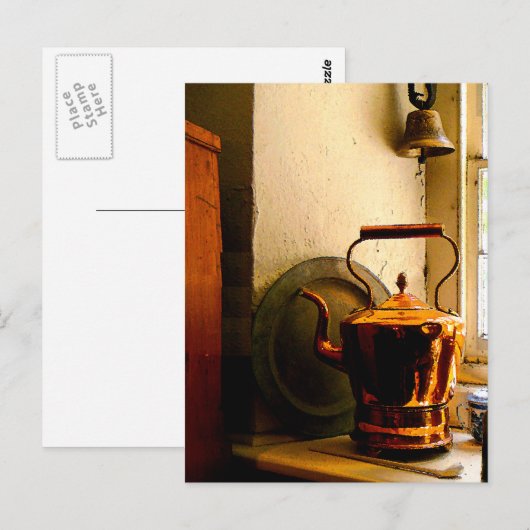 Kupfer Tea Kettle auf Windows Postkarte (Vorne/Hinten)