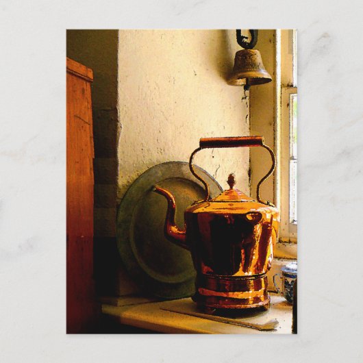Kupfer Tea Kettle auf Windows Postkarte (Vorderseite)