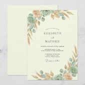 Kupfer-Teal-Blatt-Hochzeit Einladung (Vorne/Hinten)
