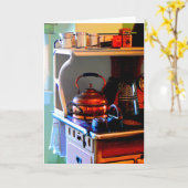 Kupfer Tee Kettle auf Stove Karte (Gelbe Blume)