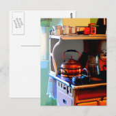 Kupfer Tee Kettle auf Stove Postkarte (Vorne/Hinten)