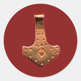 Kupfer Thor Hammer rot große runde Aufkleber