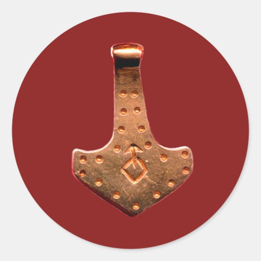 Kupfer Thor Hammer rot große runde Aufkleber (Vorderseite)