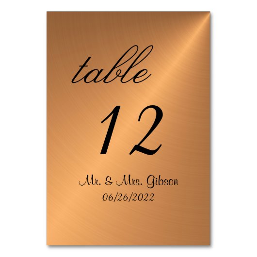 Kupfer-Tischnummer Tischnummer (Rückseite)