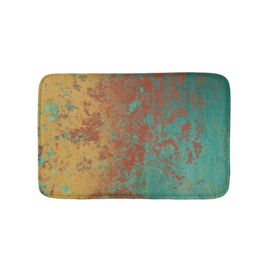 Kupfer Türkis Blau Orangenbraun Textur Badematte (Vorderseite)