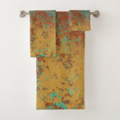 Kupfer Türkis Blau Orangenbraun Textur Badhandtuch Set (Insitu)