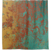 Kupfer Türkis Blau Orangenbraun Textur Duschvorhang (Vorderseite)