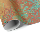 Kupfer Türkis Blau Orangenbraun Textur Geschenkpapier (Rolleneckpunkt)