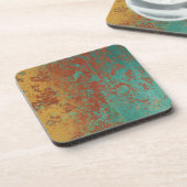 Kupfer Türkis Blau Orangenbraun Textur Getränkeuntersetzer (Linke Seite)