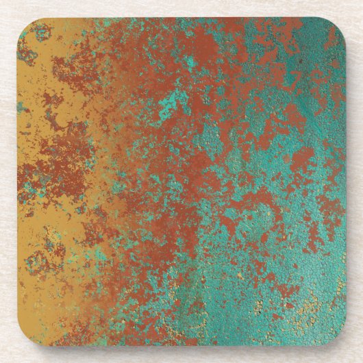 Kupfer Türkis Blau Orangenbraun Textur Getränkeuntersetzer (Vorderseite)