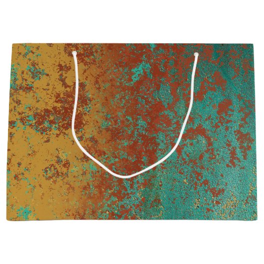 Kupfer Türkis Blau Orangenbraun Textur Große Geschenktüte (Vorderseite)