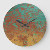 Kupfer Türkis Blau Orangenbraun Textur Große Wanduhr (Vorderseite)