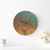 Kupfer Türkis Blau Orangenbraun Textur Große Wanduhr (Zuhause)