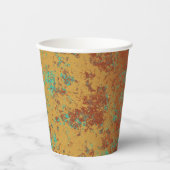 Kupfer Türkis Blau Orangenbraun Textur Pappbecher (Vorderseite)