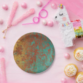 Kupfer Türkis Blau Orangenbraun Textur Pappteller (Party)