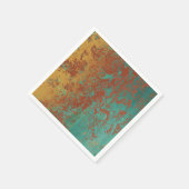 Kupfer Türkis Blau Orangenbraun Textur Serviette (Ecke)