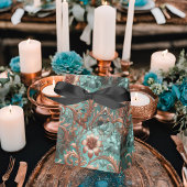 Kupfer Türkisblau florales Muster Geschenkschachtel