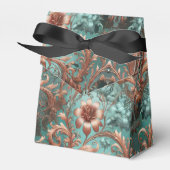Kupfer Türkisblau florales Muster Geschenkschachtel (Vorderseite)
