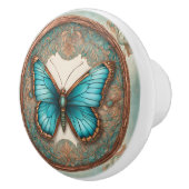 Kupfer Türkisfarbener Gerahmter Moth Keramikknauf (Rechts)